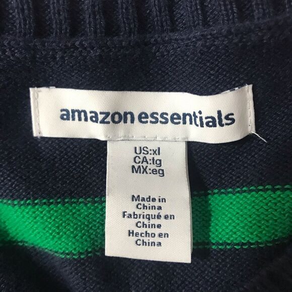 Amazon Essentials navy with‎ green stripes sweater size XL - Picture 3 of 9